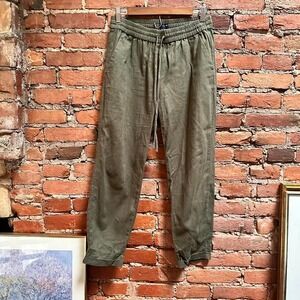 Khaki olive green J. Crew linen drawstring pants